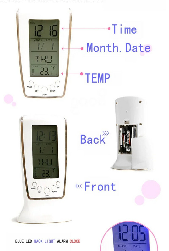 Cadouri creative Mini ceas cu alarmă mic, cu LED, cu muzică luminoasă, cu alarmă, ceas electronic leneș, cu ceas cu alarmă de temperatură