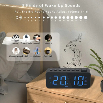 FM радио Цифров будилник 8 цвята RGB маса за промяна на цветовете Цифров часовник Таймер за заспиване Двойна аларма 12/24H Електронен LED часовник