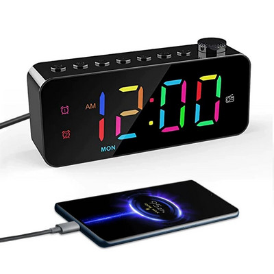 FM radio Digitalni alarmni sat 8 boja RGB stol za promjenu boja Digitalni sat Sleep Timer Dvostruki alarm 12/24H elektronički LED sat