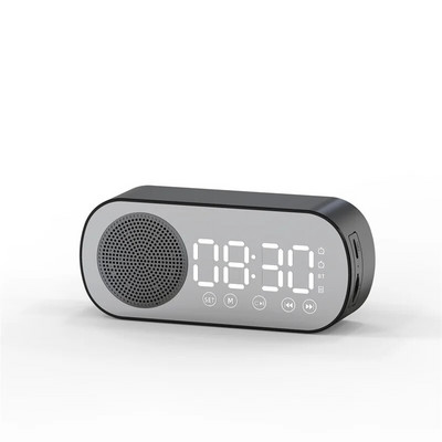Nový stolový reproduktor s hodinami, Bluetooth reproduktor, FM rádio, budík, HiFi zvuk, HD zrkadlová obrazovka, podpora TF karty do spálne