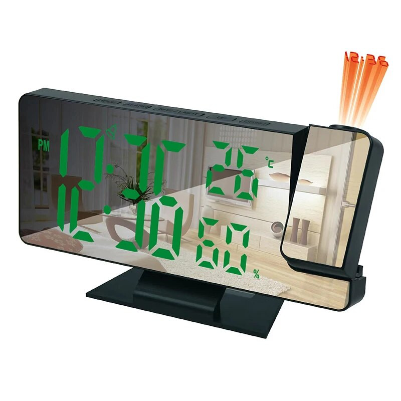 Ceas cu alarmă digitală cu LED Ceas cu proiectie Ceas cu proiector Ceas de tavan cu afișaj timp și temperatură Iluminare din spate Ceas cu amânare pentru casă