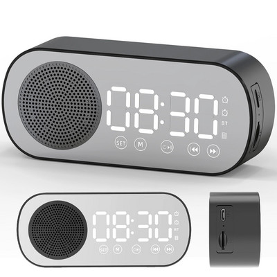 Digitaalne äratuskell Bluetooth 5.0 kõlariga LED-ekraan, peegel, laua äratuskell koos FM-raadio toega TF-kaardimäng, käed-vabad kõne