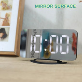 Ogledalo Digitalni alarmni satovi LED elektronički sat Stolni/zidni satovi za spavaću sobu Dnevni boravak Ured USB priključak za punjač Niditon
