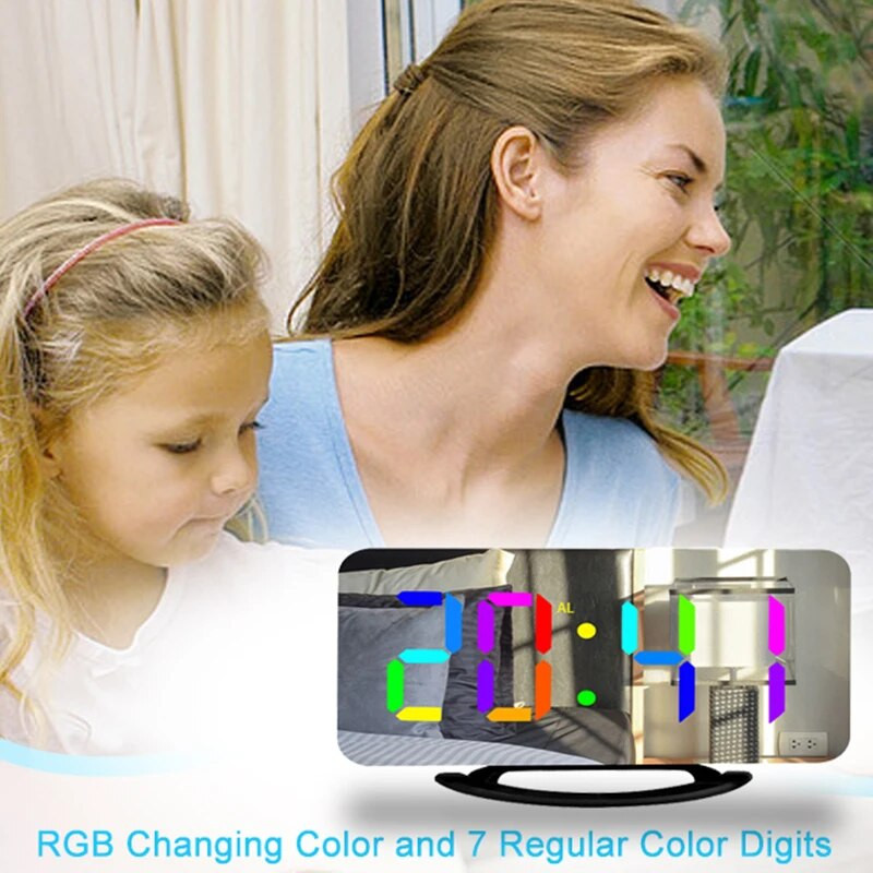 Ogledalo Digitalni alarmni satovi LED elektronički sat Stolni/zidni satovi za spavaću sobu Dnevni boravak Ured USB priključak za punjač Niditon