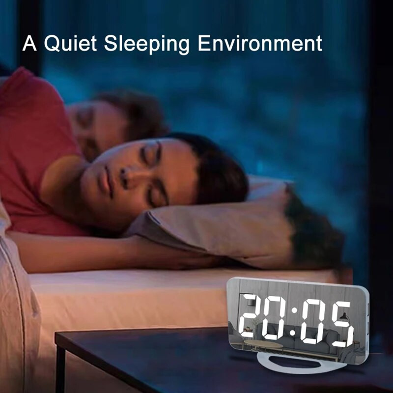 Ogledalo Digitalni alarmni satovi LED elektronički sat Stolni/zidni satovi za spavaću sobu Dnevni boravak Ured USB priključak za punjač Niditon