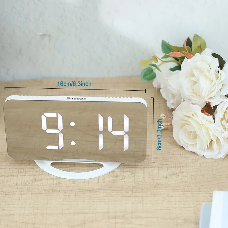 Ogledalo Digitalni alarmni satovi LED elektronički sat Stolni/zidni satovi za spavaću sobu Dnevni boravak Ured USB priključak za punjač Niditon