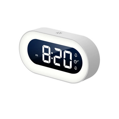 Ceas cu alarmă digital cu LED cu muzică, control vocal, design cu lumină de noapte, ceasuri de birou, decorare pentru masă, baterie încorporată de 1200 mAh