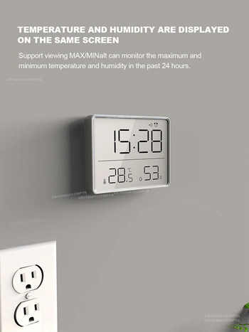 Biencore S68 Μαγνητικό Ψηφιακό Ξυπνητήρι LCD Μεγάλη Οθόνη Επιτραπέζια Ρολόγια Θερμόμετρο Μετρητής υγρασίας Ρολόι τοίχου