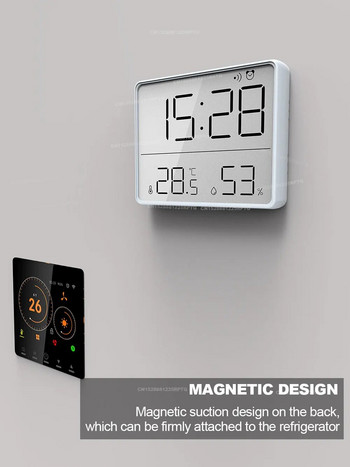 Biencore S68 Магнитен цифров будилник LCD дисплей с голям екран Настолни часовници Термометър Измервател Монитор за влажност Стенен часовник