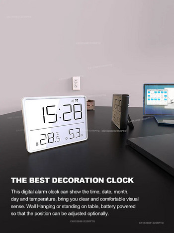 Biencore S68 Магнитен цифров будилник LCD дисплей с голям екран Настолни часовници Термометър Измервател Монитор за влажност Стенен часовник
