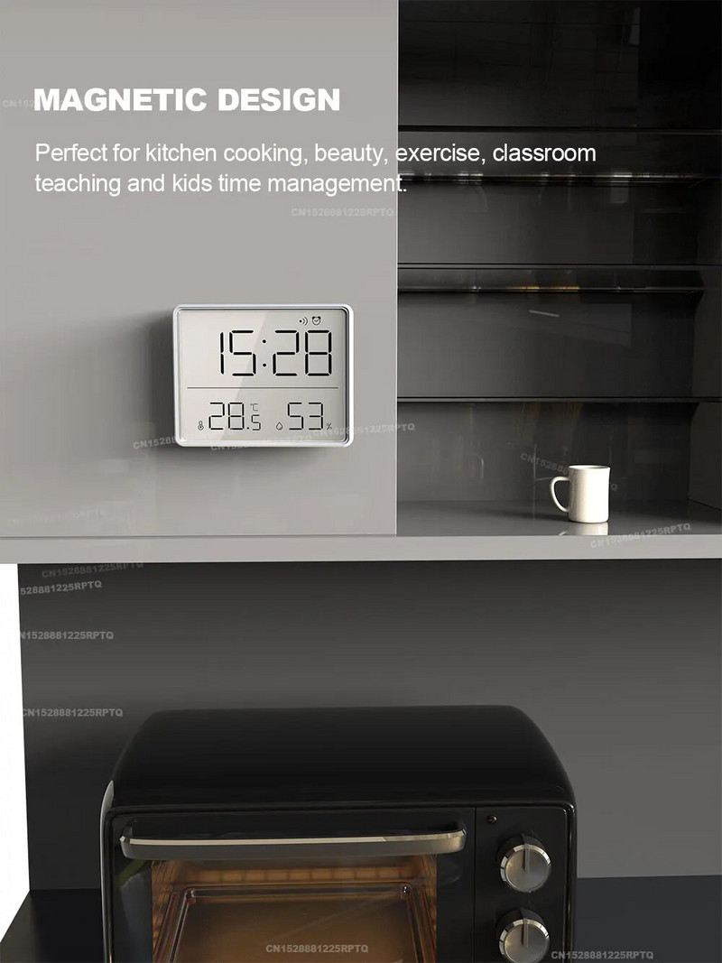 Biencore S68 magnetinis skaitmeninis žadintuvas LCD didelio ekrano ekranai staliniai laikrodžiai termometras matuoklis drėgmės monitorius sieninis laikrodis