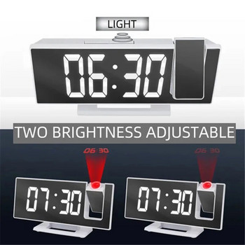 Ψηφιακό Ξυπνητήρι LED Προβολή Ρολόι Προβολέας Ρολόι οροφής με Οθόνη Θερμοκρασίας Ώρας Οπίσθιος Φωτισμός Ρολόι Snooze Διακόσμηση δωματίου