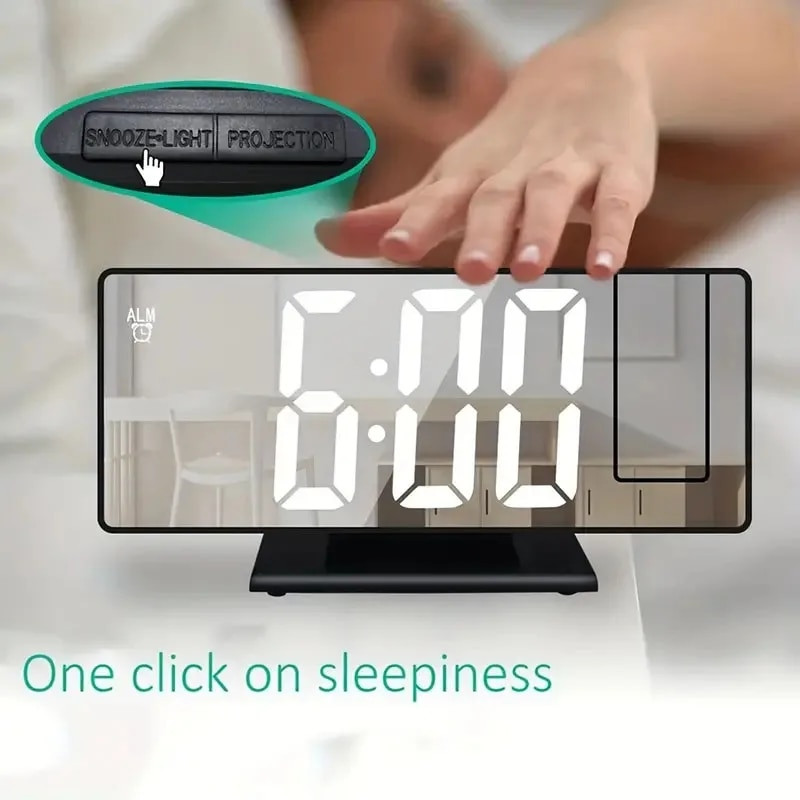 LED skaitmeninis žadintuvas projekcinis laikrodis projektorius lubinis laikrodis su laiko temperatūros ekrano foniniu apšvietimu snaudimo laikrodžio kambario dekoras