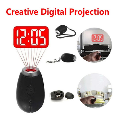 Uus loominguline digitaalse ajaprojektsiooniga mini-LED-kella taskulamp koos kellaaja ja kuupäeva võtmehoidja funktsiooniga öövalguse maagiline projektor