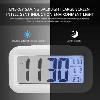 Ψηφιακό Ξυπνητήρι LCD με Ημερολόγιο Θερμόμετρο Ξυπνητήρι Ξυπνητήρι Ψηφιακό επιτραπέζιο ρολόι