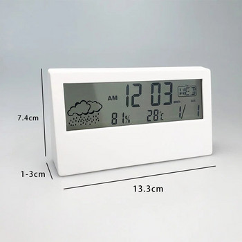 Творчески LED прозрачен будилник Многофункционален цифров будилник Времето Температура и влажност Настолен часовник с орнаменти