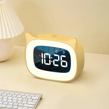Led Smart Electronic Clock Επαναφορτιζόμενα μοντέλα πολλαπλών λειτουργιών Night Light Cat Ears Μοντελοποίηση Ηλεκτρονικό Ξυπνητήρι