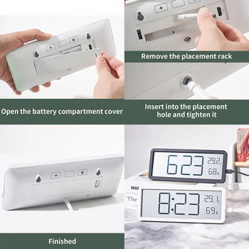Ψηφιακό ξυπνητήρι για οθόνη LCD κρεβατοκάμαρας Ψηφιακό ρολόι τοίχου Θερμοκρασία υγρασία Ηλεκτρονικό ρολόι Επιτραπέζιο ρολόι με μπαταρία