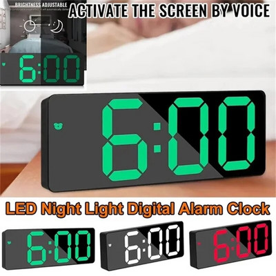 Ébresztőóra LED-es kijelző Digitális tükör ébresztőóra Elem dugaszolható, kettős célú ébresztőóra, hálószobai irodai órához
