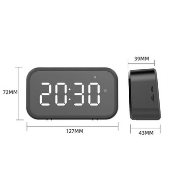 FM радио Цифров будилник TEMP Week Безжичен високоговорител 3 аларми Акумулаторен настолен часовник TF карта за възпроизвеждане Огледало LED часовник