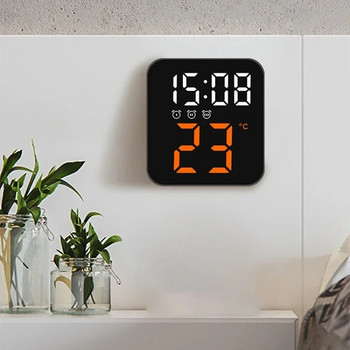 Цифров будилник за спални с регулируема температура, яркост, гласово управление, три будилника, стенен часовник 12/24 часа