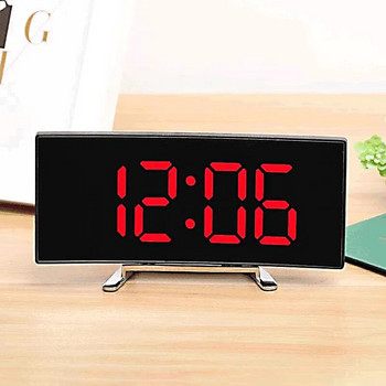 LED цифров будилник Извит екран Огледало Безшумен електронен часовник Настолен плот за спалня Голям екран Консумативи за домашен декор