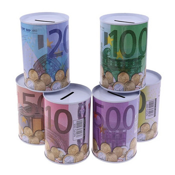 Кутия за пари в евро долари Сейф с цилиндър Касичка Банки за монети Депозитни кутии