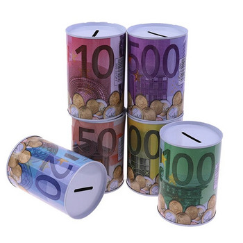 Кутия за пари в евро долари Сейф с цилиндър Касичка Банки за монети Депозитни кутии