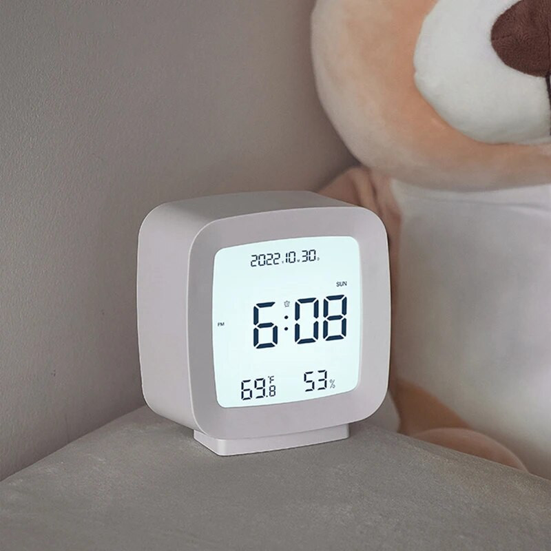 Digitalni 12/24H elektronički budilnik Glasovno aktiviran Pozadinsko osvjetljenje Temperatura Vlažnost Noćno svjetlo Stolni sat s funkcijom odgode