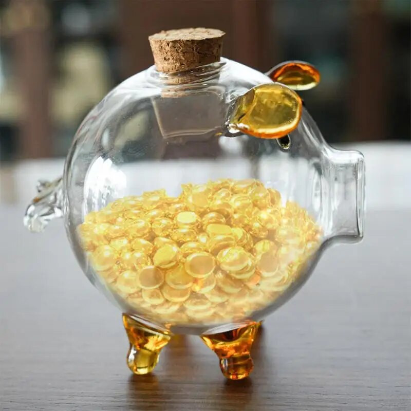 Pig Piggy Bank Pinigų dėžutės Monetų taupymo dėžutė Miela permatomo stiklo suvenyras gimimo monetų bankai Pinigų taupymo dėžutė vaikams Dovana