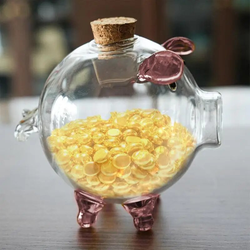 Pig Piggy Bank Pinigų dėžutės Monetų taupymo dėžutė Miela permatomo stiklo suvenyras gimimo monetų bankai Pinigų taupymo dėžutė vaikams Dovana