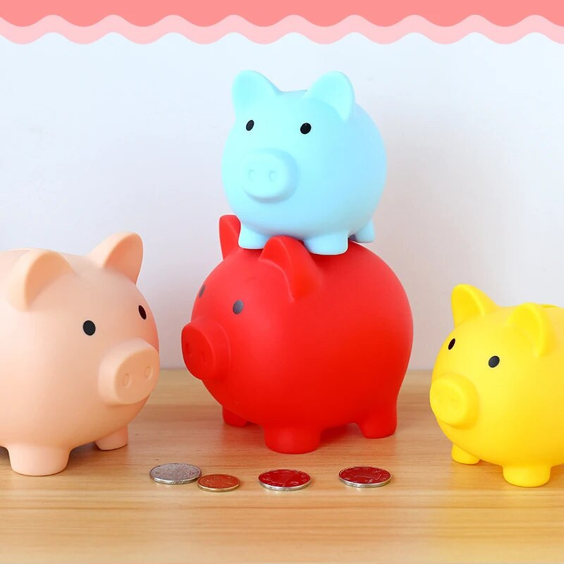 Animacinių filmų kiaulių pinigų dėžutė Piggy Bank monetų laikymo dėžutė vaikams žaislas gimtadienio dovanoms Pinigų taupymo dėžutė vaikams Pinigų banko namų dekoras