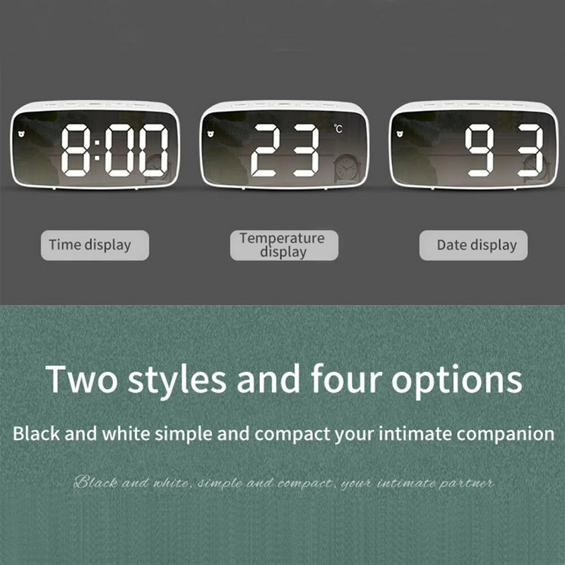 Glasovno upravljanje Digitalni budilnik Akril/ogledalo Stolni sat Temperatura Odgoda Noćni način rada 12/24H Elektronički LED sat Uređenje doma