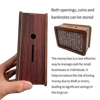 Дървена кутия Euro Money Касичка Wood Money Bank Кутия за многократна употреба с цели за спестяване и числа Касички за пари Чекмедже за пари