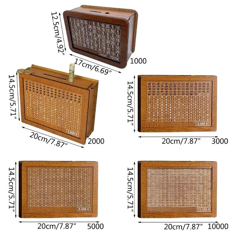 Euro Money Medinė Dėžė Piggy Bank Medinė Pinigų Banko Daugkartinė Pinigų Dėžė su Taupymo Tikslu ir skaičiais Pinigų Dėžės Pinigų Stalčius