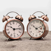 Šiaurės šalių senovinis metalinis žadintuvas vaikams tylus angliškas stalinis laikrodis darbalaukyje minimalistinis studentų miegamojo švytintis laikrodis