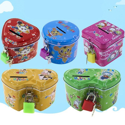 Cute Cartoon Piggy Bank Safe Money Box with Lock for KEY for Creative Coin Boxes Saving Coin Children Birthday Gift Kids