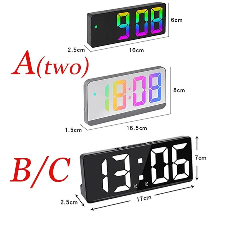 Spalvingi skaitmeninio žadintuvo šriftai LED didelių simbolių elektroninis laikrodis prie naktinio staliuko žadintuvas 3 žadintuvo nustatymai Valdymas balsu