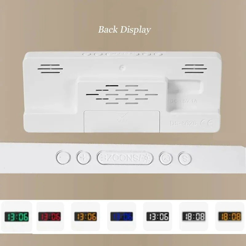 Spalvingi skaitmeninio žadintuvo šriftai LED didelių simbolių elektroninis laikrodis prie naktinio staliuko žadintuvas 3 žadintuvo nustatymai Valdymas balsu