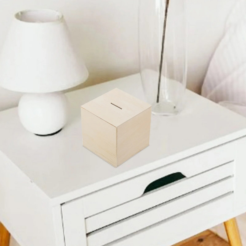 3 gab. Krāsota koka cūciņa banka naudas glabāšanas futrālis Daudzfunkcionāla kaste Daudzfunkcionāla taupīšanas bērniem mazs vintage konteiners