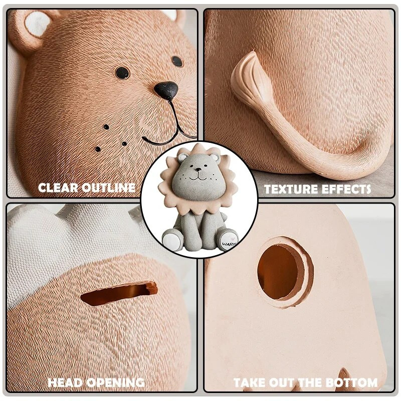 Rajzfilm oroszlán aranyos malacpersely gyerekeknek születésnapi ajándék érme takarékdoboz Pénz tároló tok Állati figurák Díszek lakberendezés