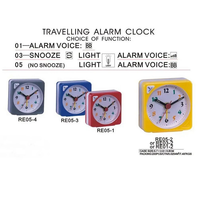 Kvarcni budilnik s noćnim svjetlom, bez otkucaja, odgode, tihi mali noćni satovi