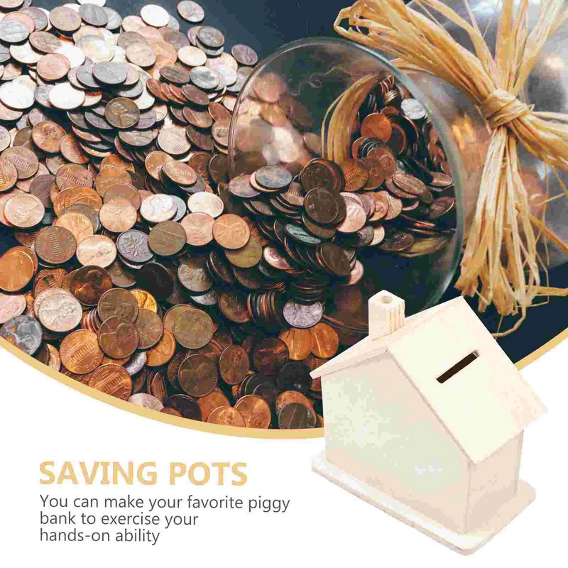 Kūrybinė Piggy Bank pinigų taupymo dėžutė „Pasidaryk pats“ Medinė pinigų dėžutė „Pasidaryk pats“ Medinė monetų bankas Naminis pinigų dėžutė Nesulaužoma taupyklė