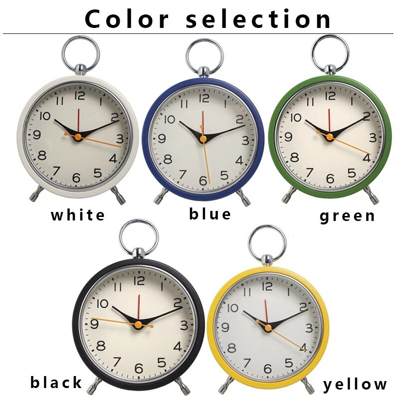 Európai stílusú fém szundi ébresztőóra egyszerű függőgyűrűvel, kvarc asztali óra, kreatív világító diák mutató óra (sn