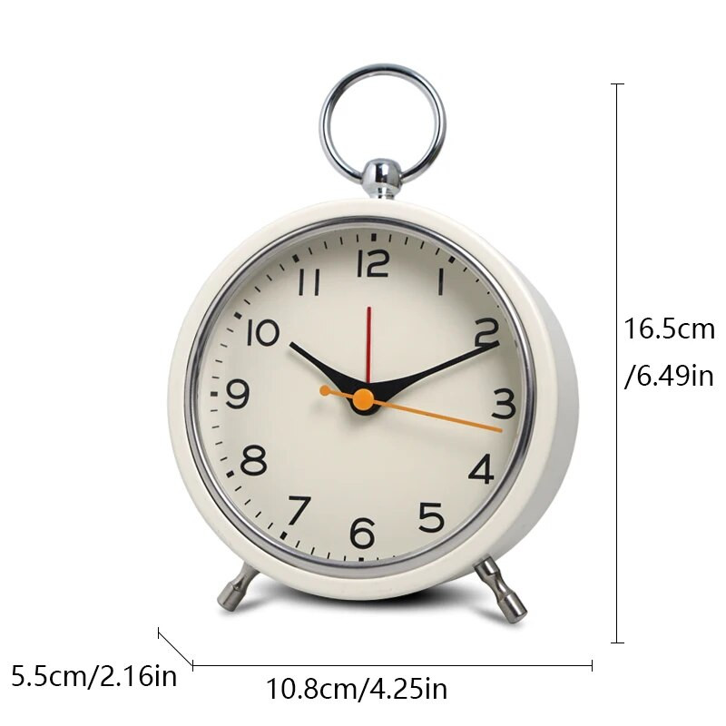 Európai stílusú fém szundi ébresztőóra egyszerű függőgyűrűvel, kvarc asztali óra, kreatív világító diák mutató óra (sn