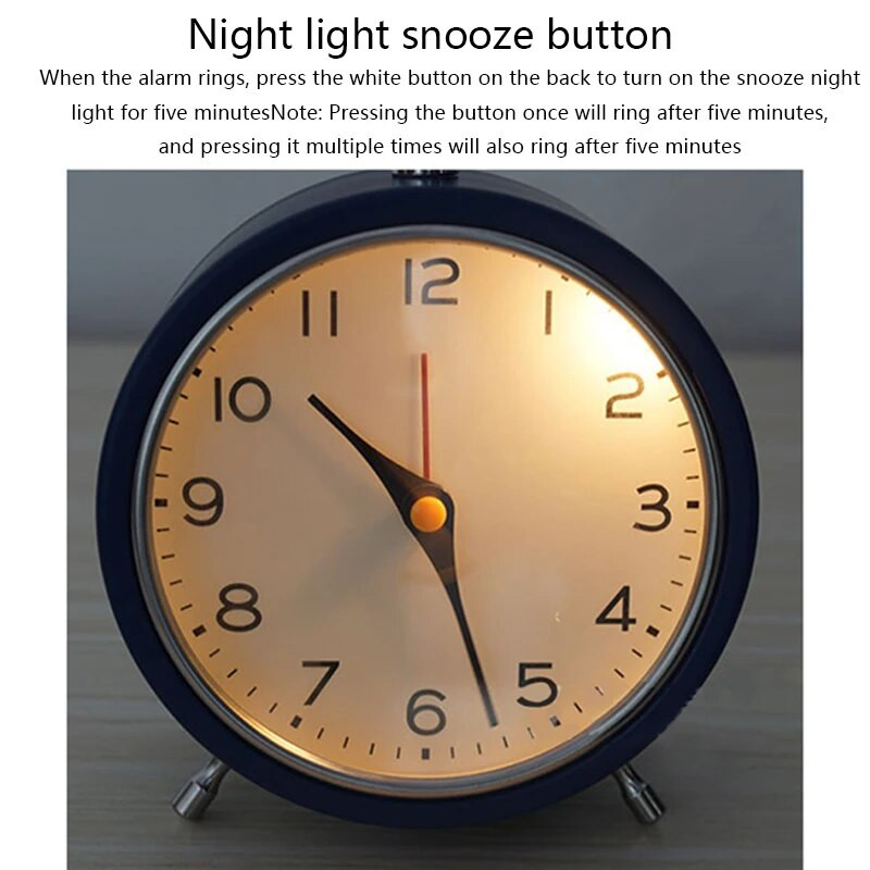 Európai stílusú fém szundi ébresztőóra egyszerű függőgyűrűvel, kvarc asztali óra, kreatív világító diák mutató óra (sn