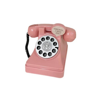Εξατομικευμένο Παιδικό Παιχνίδι Τηλέφωνο Κουμπαράς Κουμπαράς Ρετρό Ανοιγόμενο Ταψί Εξοικονόμησης Χρημάτων Ροζ Δώρα Διακόσμησης Επιτραπέζιου Δωματίου