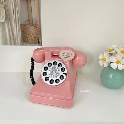 Lastele isikupärastatud hoiupõrsas telefoni mänguasi Retro rahakast, avatav rahahoiupann Roosad toa töölauakaunistused