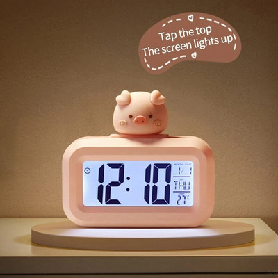 Cartoon Led Alarm Clock Multifunctional Upright Electronic Digital Screen Desktop Clock For Home Office Table Bedroom Decor