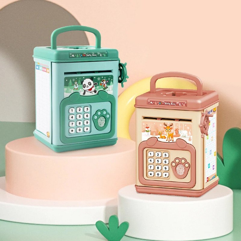 Kutija za novac Baterijski crtani dječaci Djevojčice Štedljiva ručka s glazbom Elektronička kasica prasica Lozinka za otiske prstiju za djecu Poklon